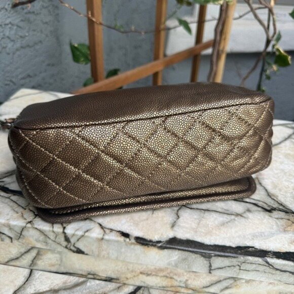 SOLD Chanel Classic Timeless CC Single Flap Metallic Caviar Shoulder Bag - Picture 12 of 16